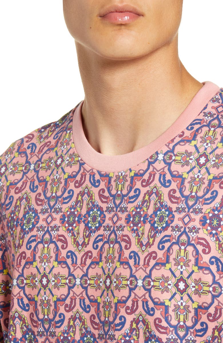 Topman Paisley Geometric Print Crewneck T-Shirt, Alternate, color, 