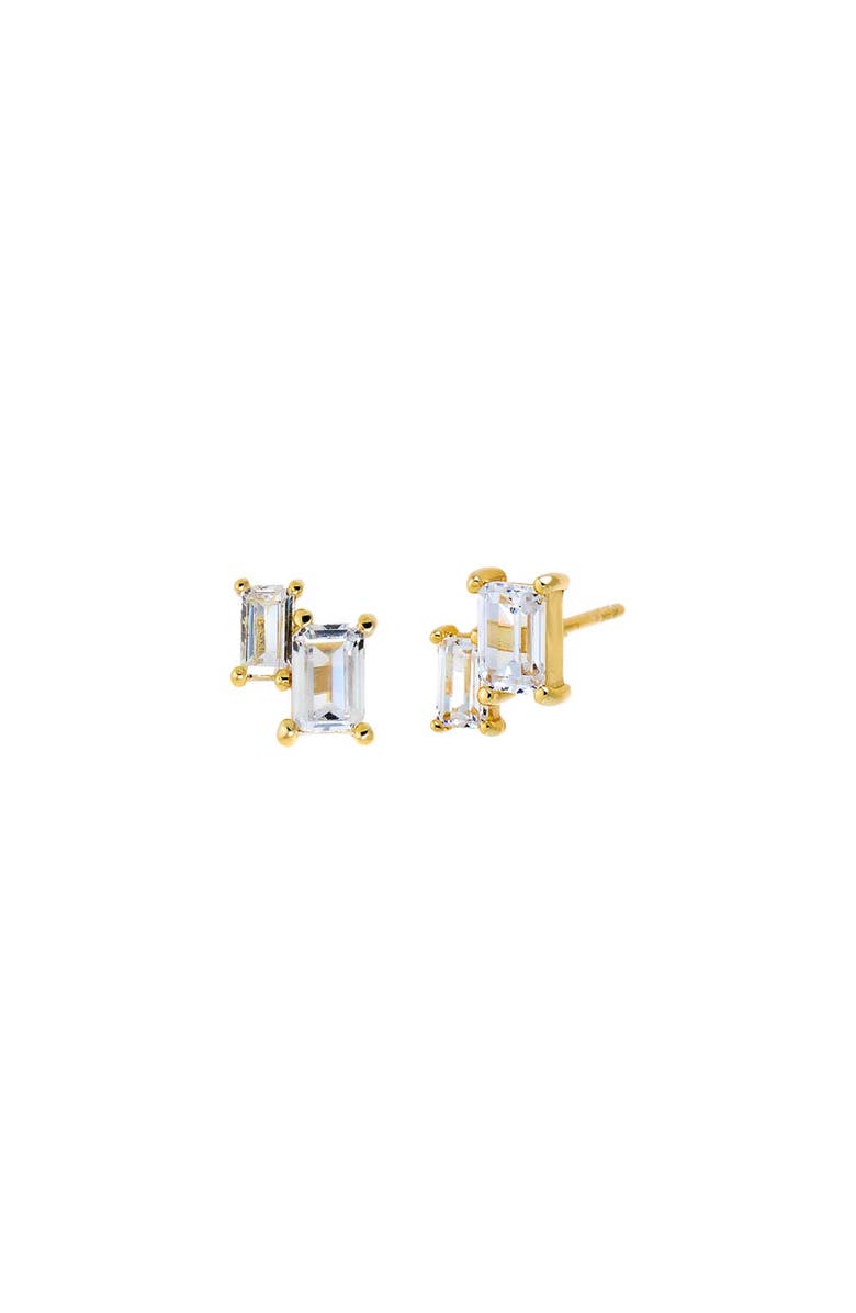 BY ADINA EDEN CZ Double Baguette Stud Earring, Main, color, 