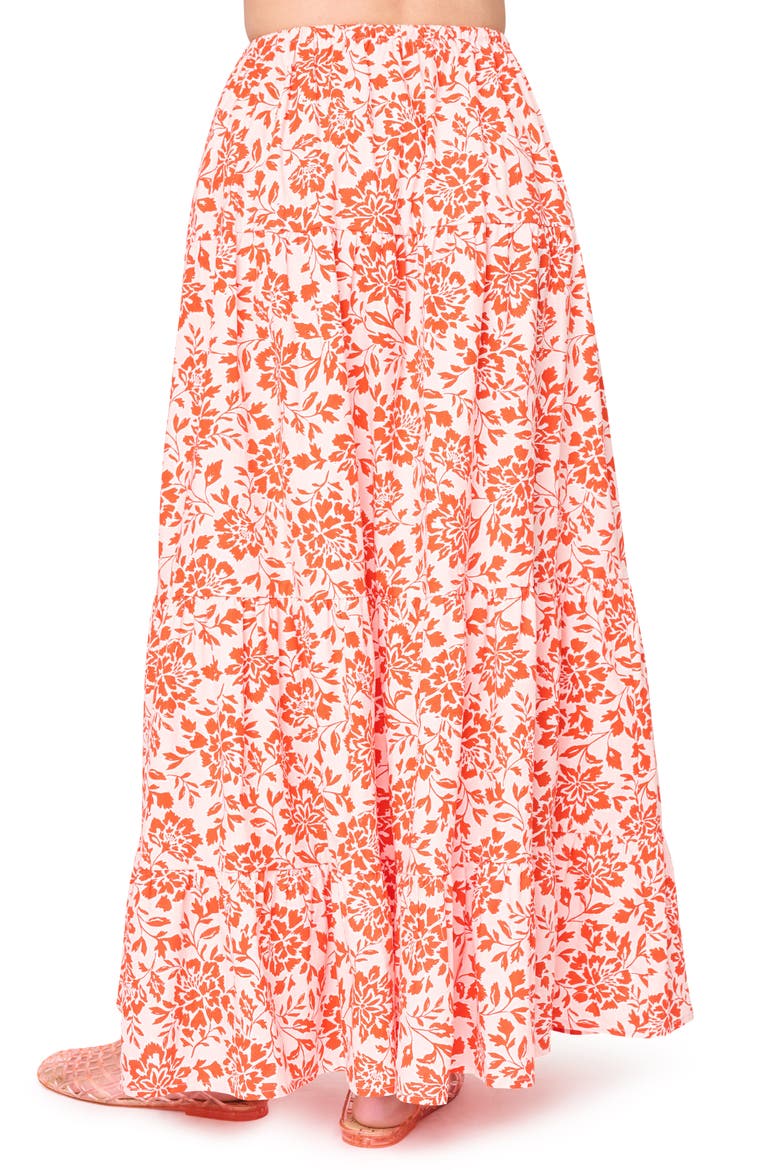 Floral Stretch Cotton Poplin Maxi Skirt, Alternate, color, BLOSSOM HAZE