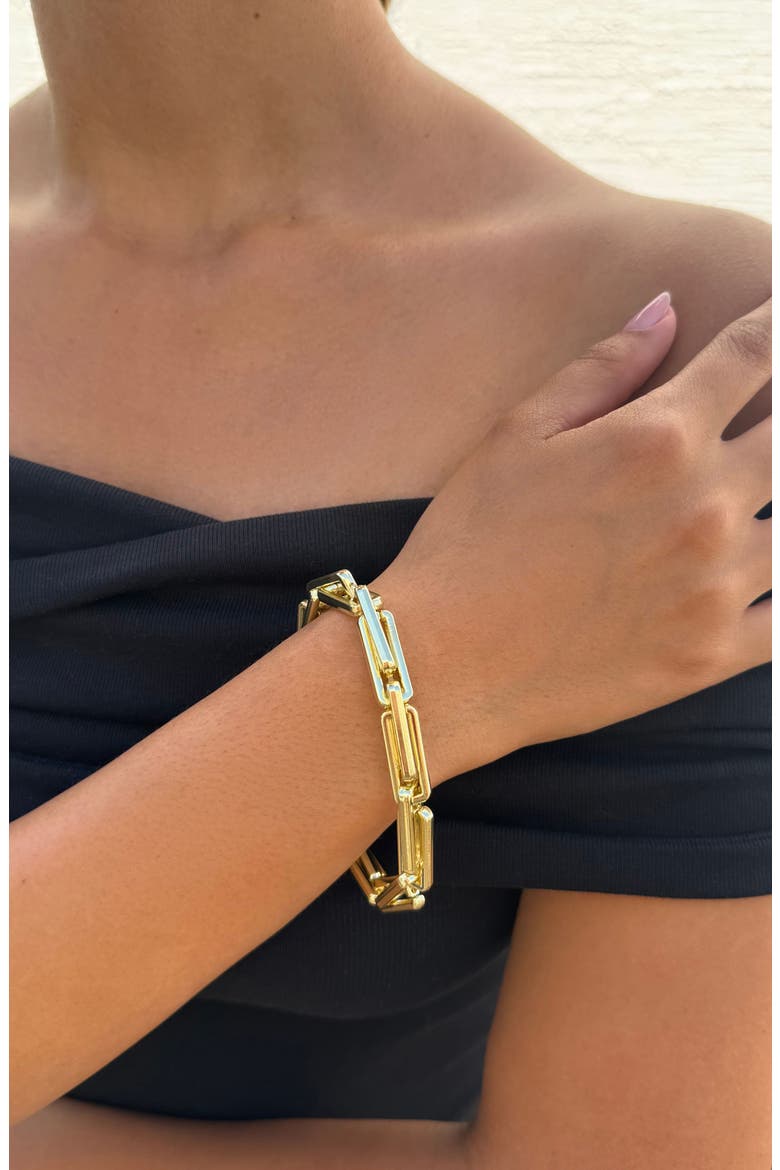 Rectangular Paperclip Bracelet, Alternate, color, GOLD