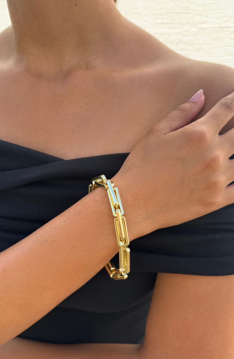 Adornia Rectangular Paperclip Bracelet, Alternate, color, Gold