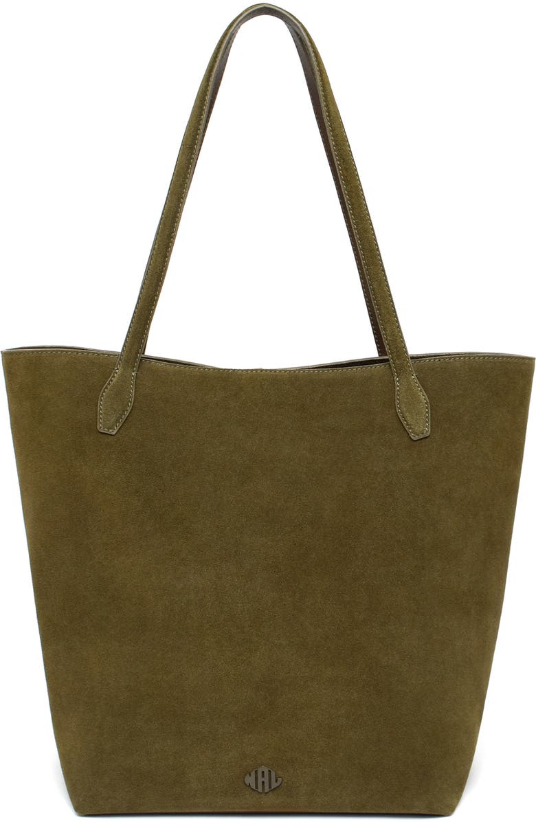 New Amsterdam Leatherworks Asher Large Suede Tote Bag, Main, color, Olive
