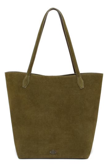 New Amsterdam Leatherworks Asher Large Suede Tote Bag In Green