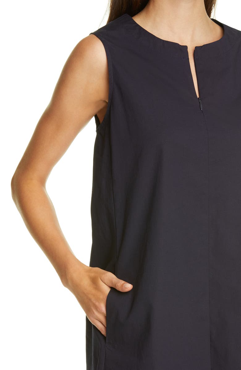 Eileen Fisher Zip Neck Stretch Organic Cotton Dress, Alternate, color,