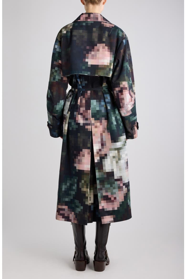 Ralphia Floral Cotton & Wool Trench Coat, Alternate, color, BOTTLE