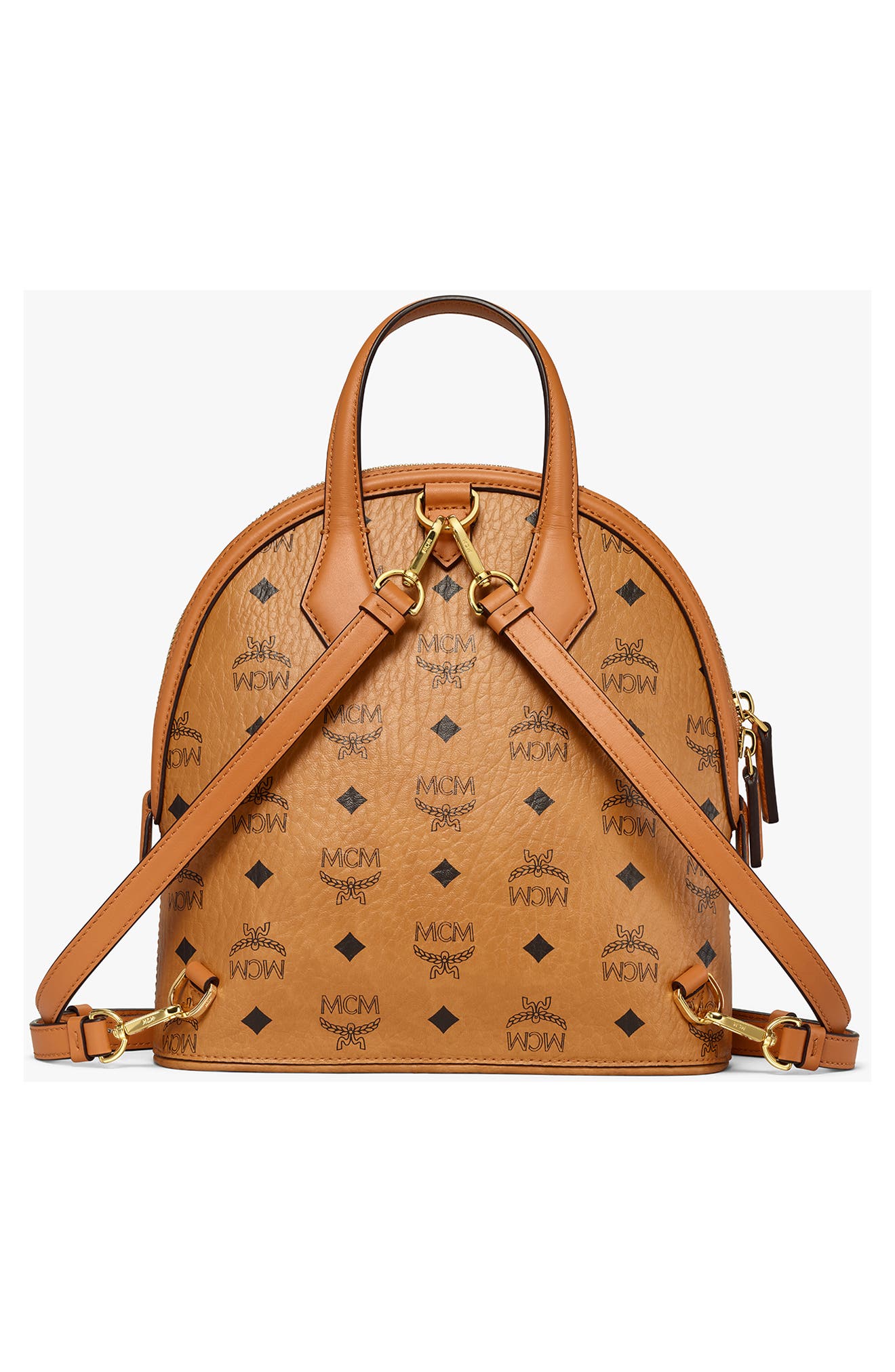 MCM Small Anna Visetos Canvas Convertible Backpack, Alternate, color, 