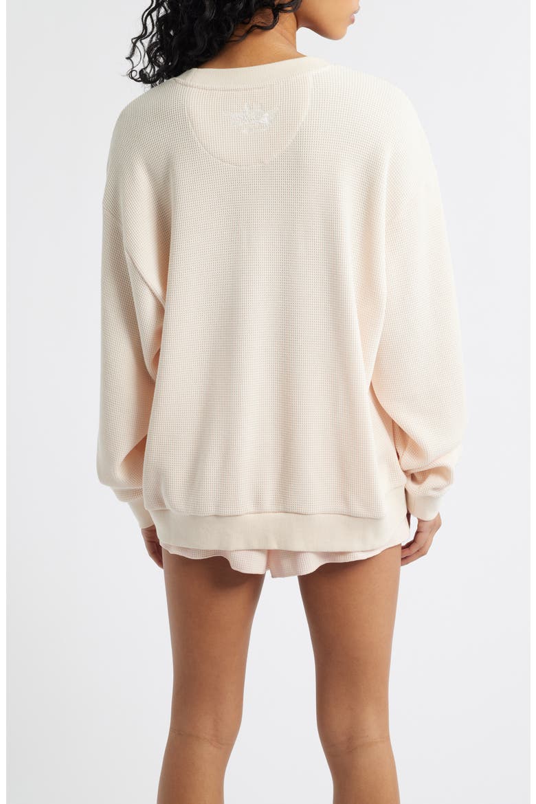 Sunshine & Rainbows Kara Oversize Waffle Knit Sweatshirt, Alternate, color, PEACH
