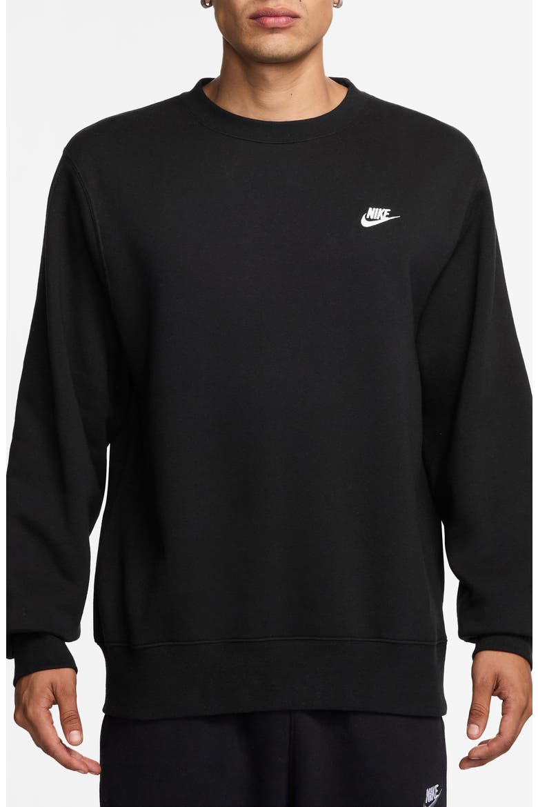 Club Brushed Fleece Crewneck Sweatshirt, Main, color, BLACK/ WHITE