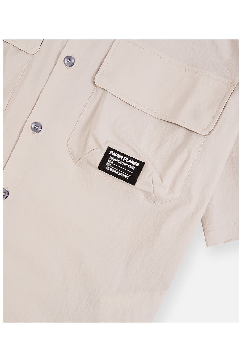 Utility Short Sleeve Button-Up Shirt, Alternate, color, SAND