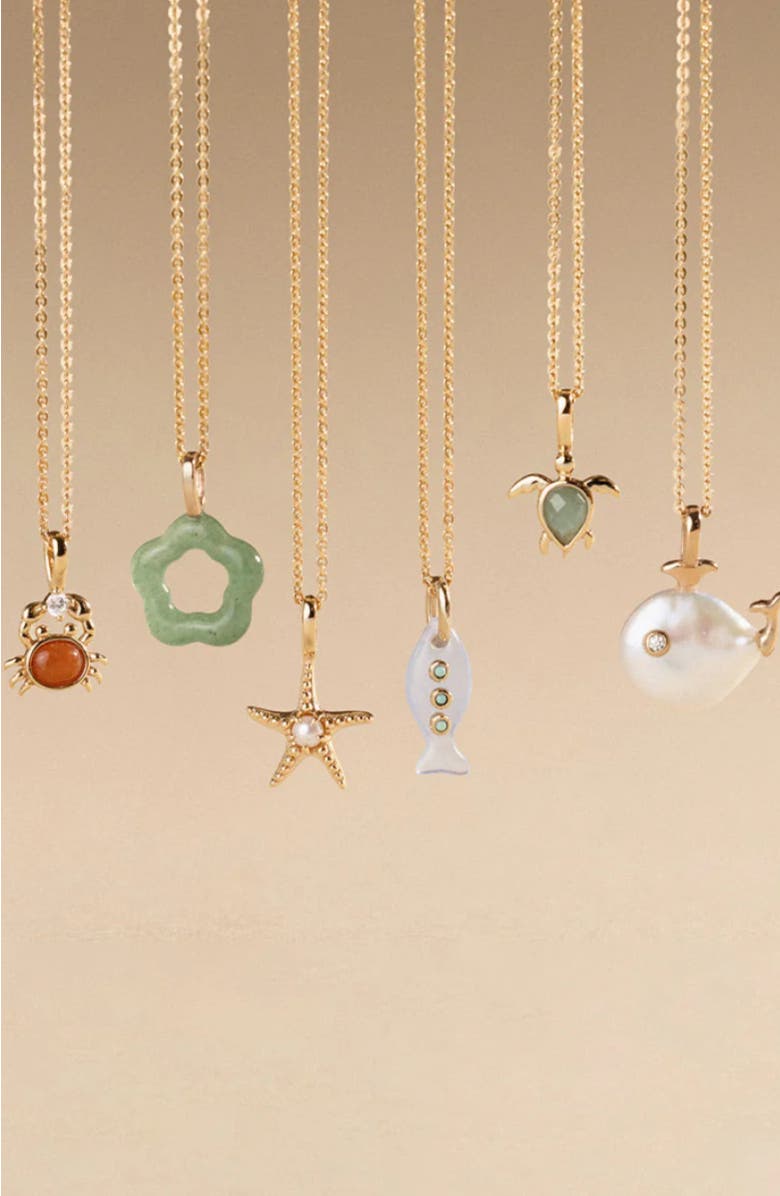 MADE BY MARY Turtle Charm Necklace, Alternate, color, Gold Vermeil