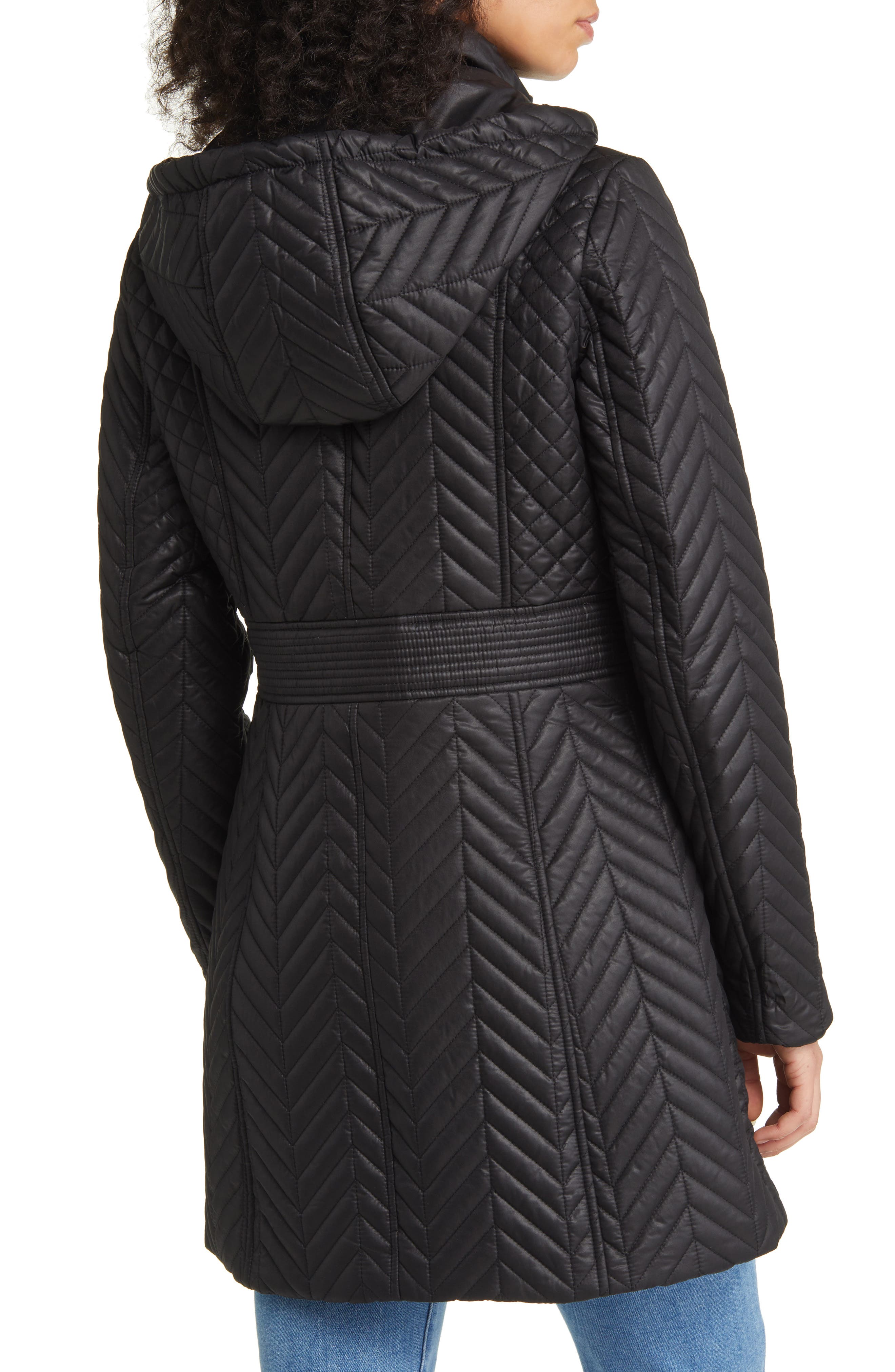 Herringbone Quilted Water Resistant Hooded Jacket - image 2