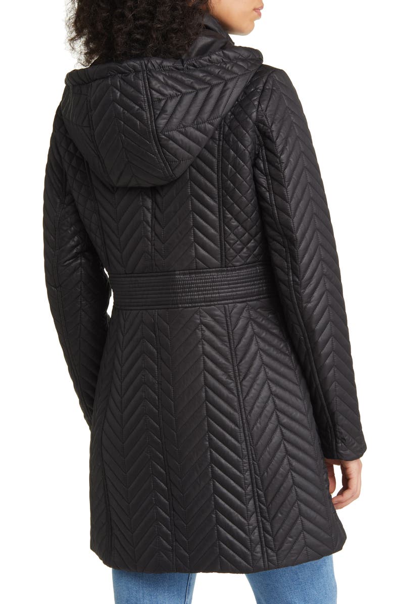 Via Spiga Herringbone Quilted Water Resistant Hooded Jacket, Alternate, color, 