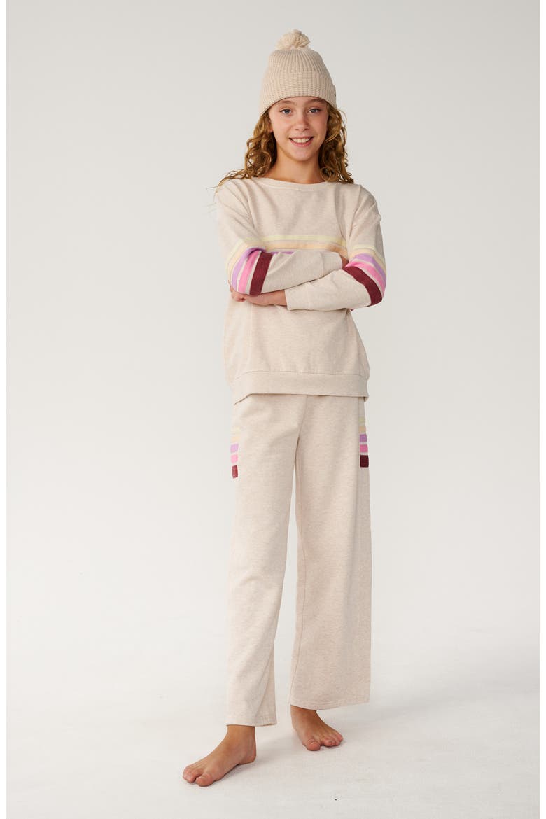 Kids' Surf Revival Wide Leg Fleece Track Pants, Alternate, color, OATMEAL MARLE