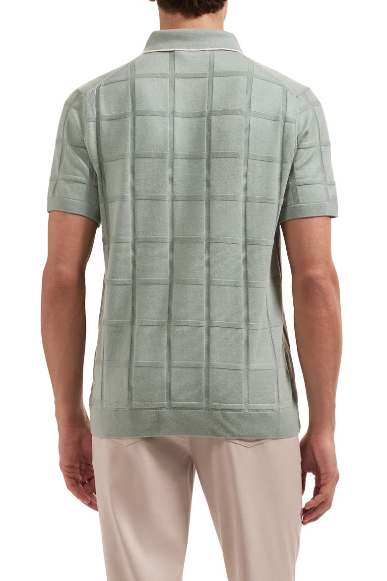 Grid Short Sleeve Cotton & Modal Sweater, Alternate, color, AVOCADO