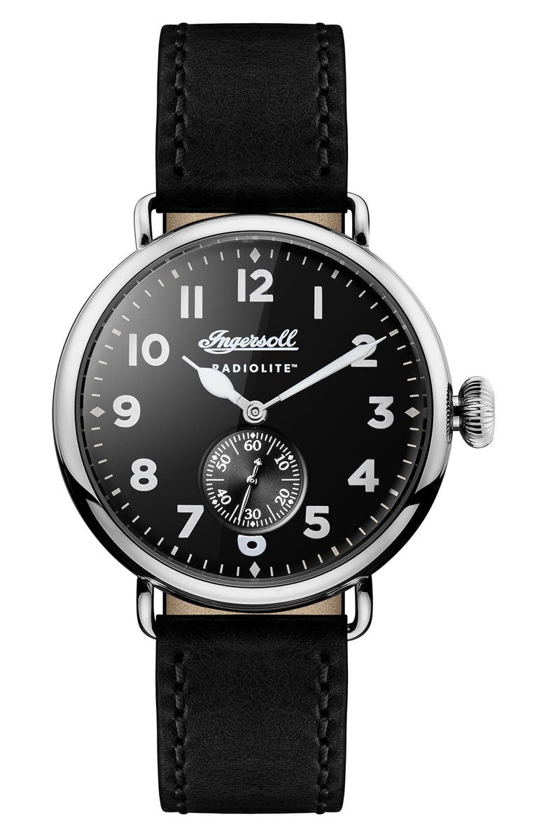Ingersoll Trenton Leather Strap Watch, 44mm, Main, color,