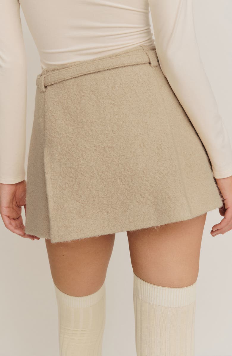 Reformation Rory Wool Blend Miniskirt, Alternate, color, Beige