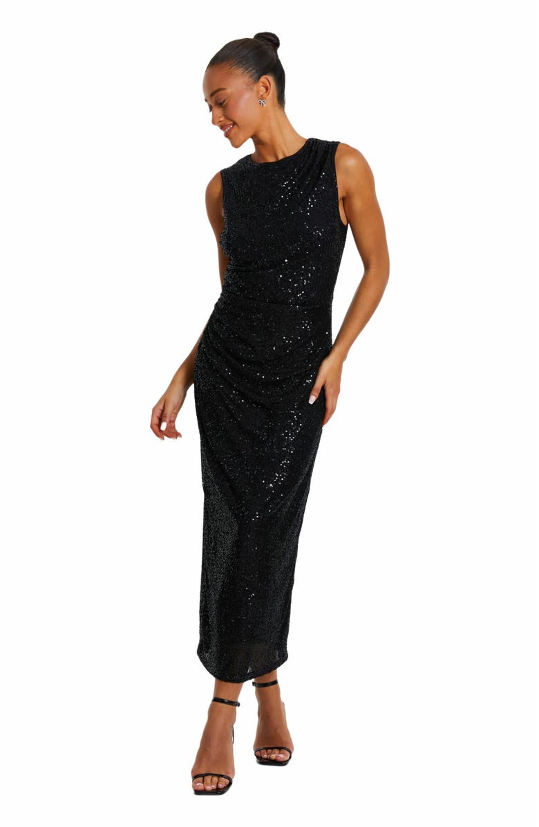 QUIZ Round Neck Sleeveless Sequin Maxi Dress, Main, color,