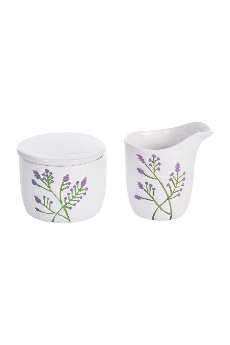 Lavender Floral Botanical Cottage Coffee Creamer & Sugar Containers Set 2, Main, color, Purple