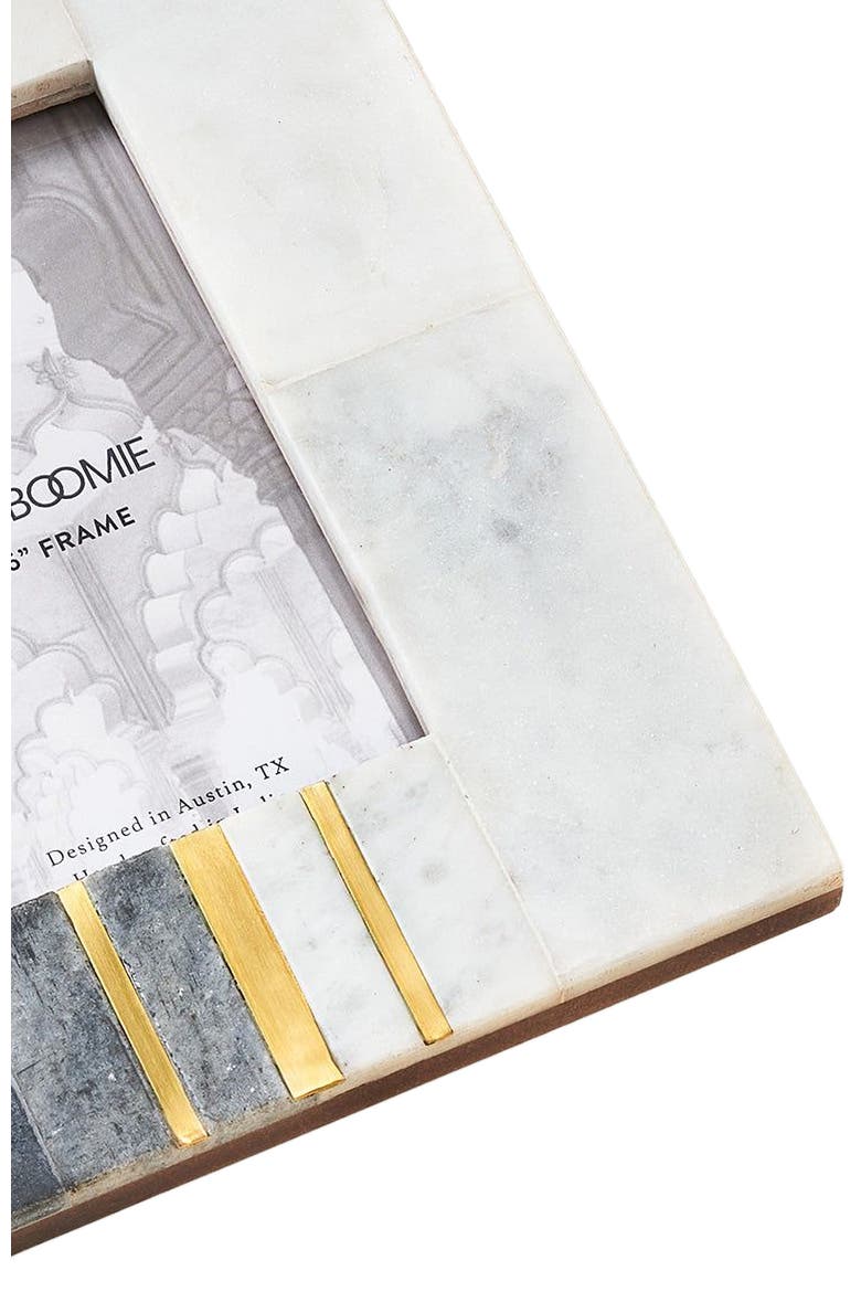 Sammita 4x6 Black & White Picture Frame - Hand Carved Marble, Alternate, color, Black/White