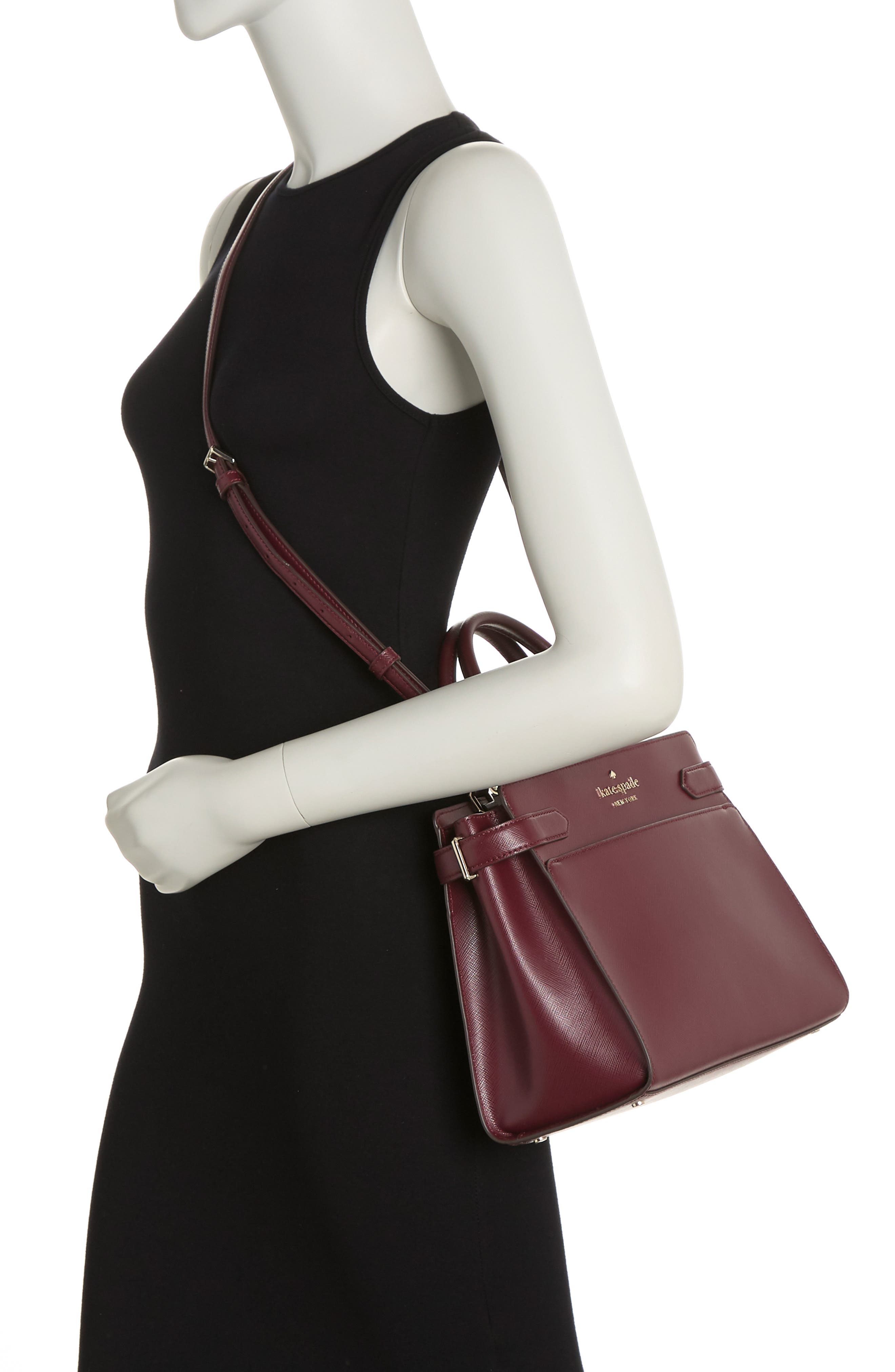 staci medium leather satchel, Alternate, color, LYCHEE
