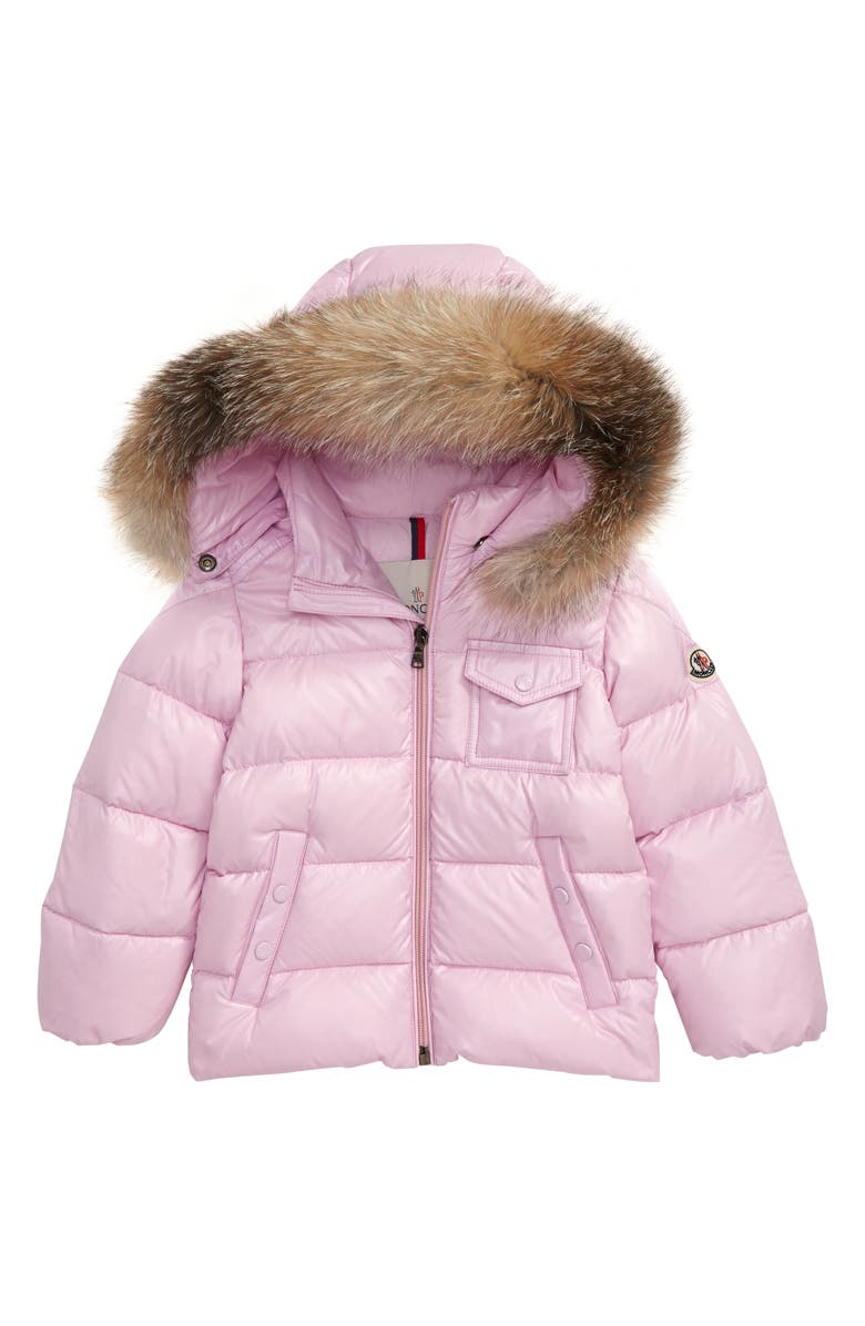 Moncler K2 Water Resistant Hooded Down Jacket with Genuine Fox Fur