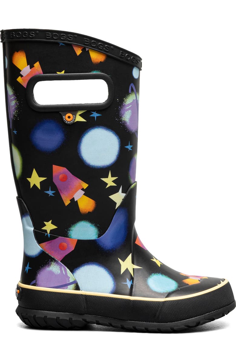 Bogs Kids' Waterproof Rain Boot, Alternate, color, Black Multi