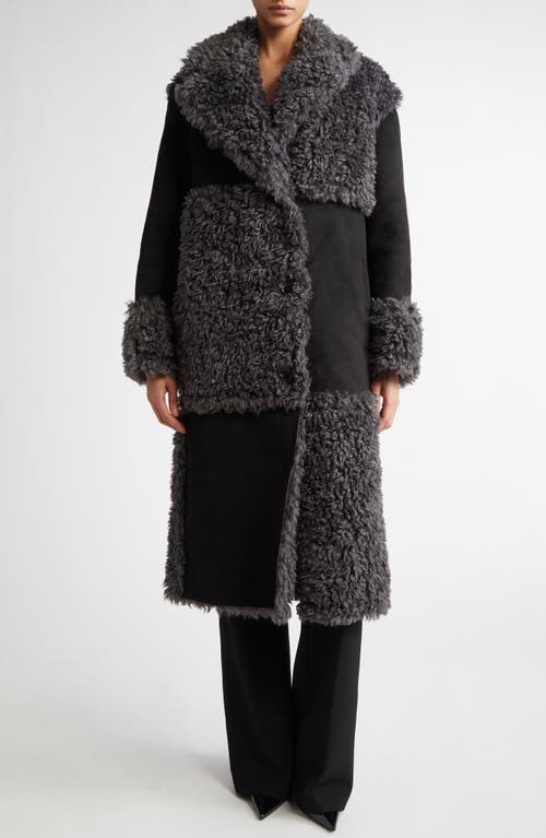 Stand Studio Becky Paneled Faux Shearling Coat In Black