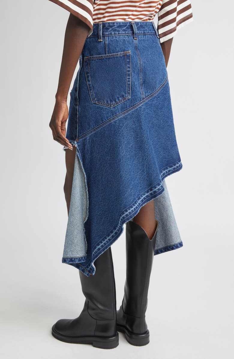 MONSE Twisted Denim Skirt, Alternate, color, Indigo