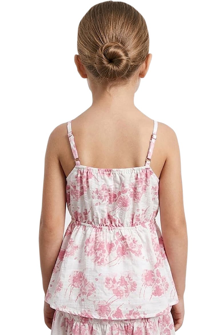 Kids' Floral Peplum Textured Cotton Top, Alternate, color, PINK