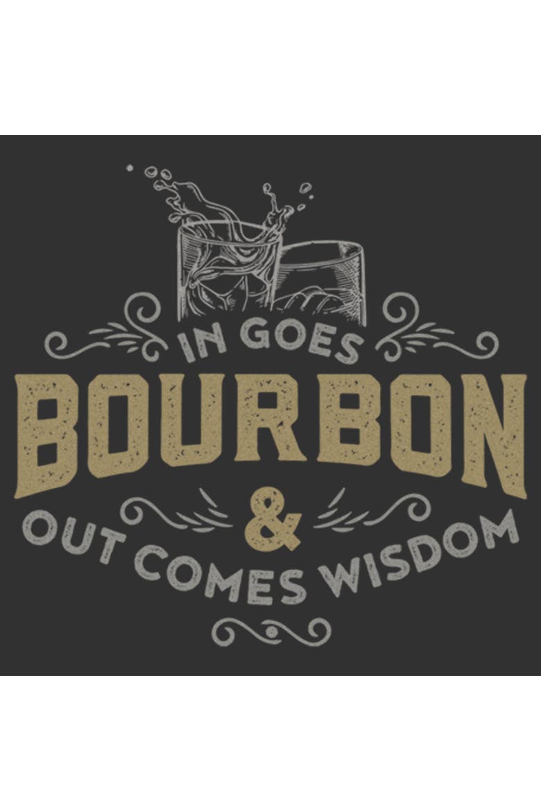 Men's In Goes Bourbon & Out Comes Wisdom Short Sleeve Graphic T-Shirt, Alternate, color, Charcoal Heather