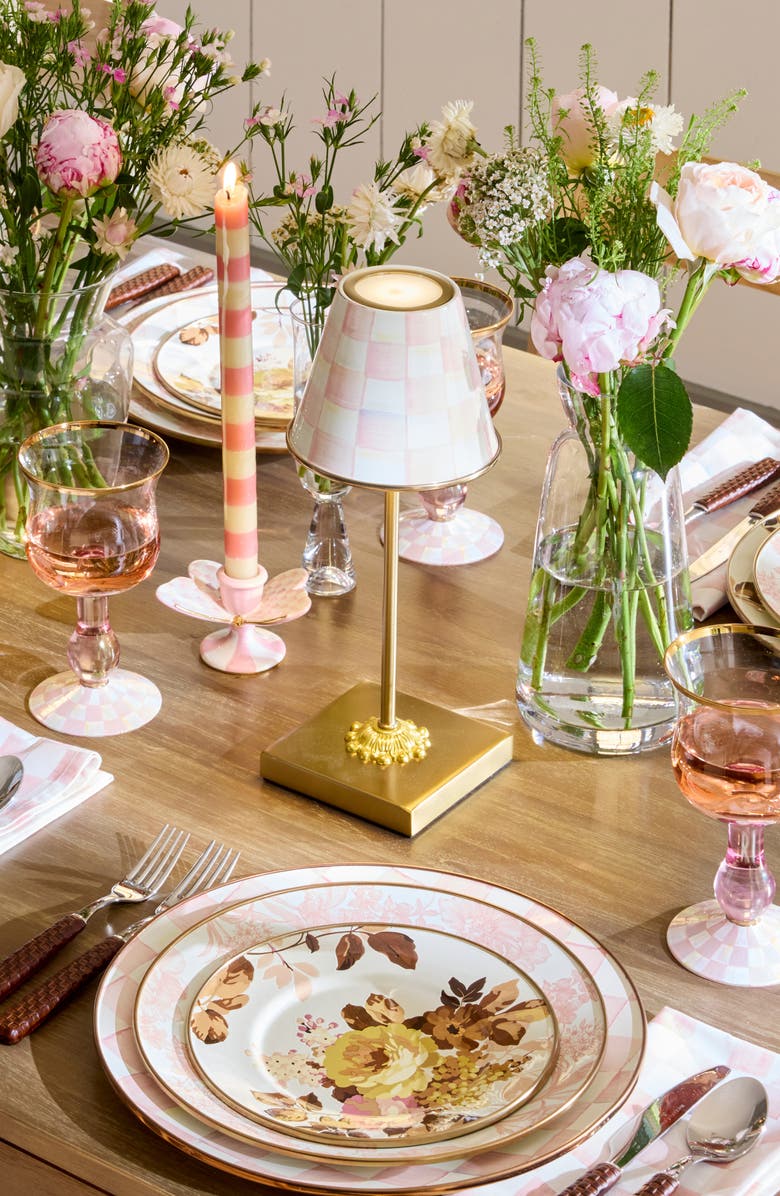 MACKENZIE CHILDS Rosy Check LED Rechargeable Cafe Table Lamp, Alternate, color, Rosy