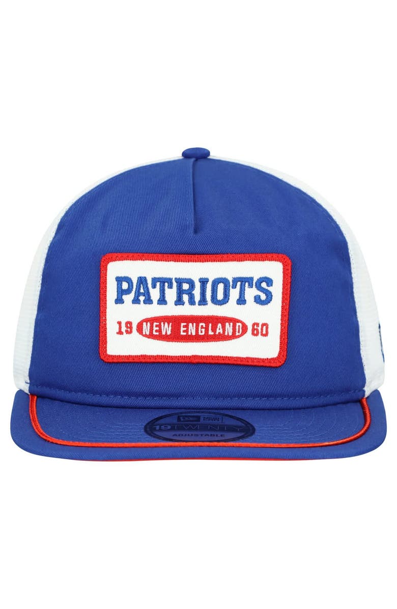 New Era Men's New Era Royal/White New England Patriots Patch 19TWENTY Adjustable Hat, Alternate, color, Royal