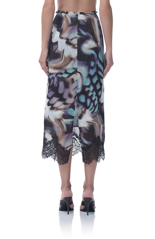 Afrm Ackley Lace Trim Midi Skirt In Multi