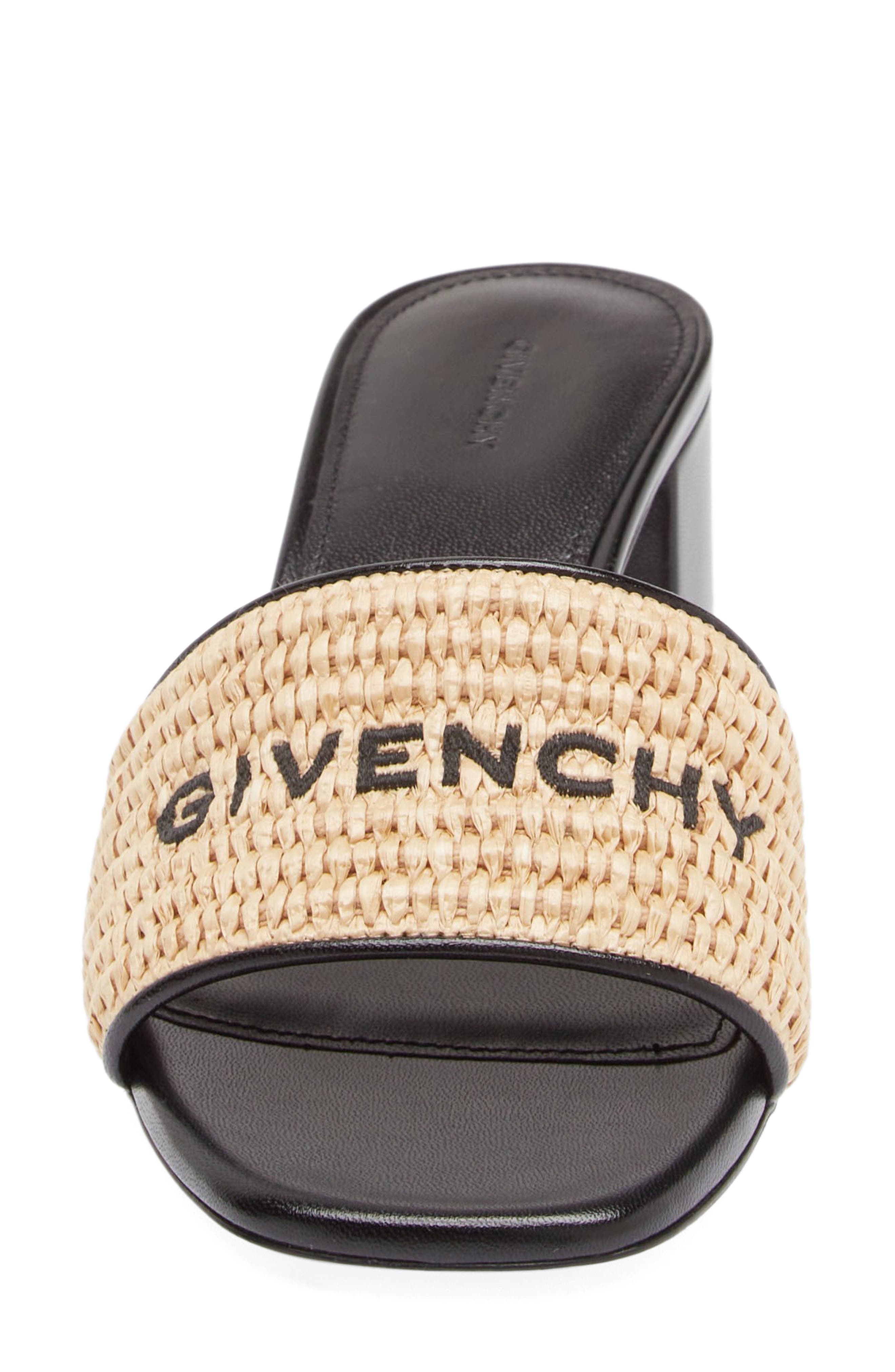 Logo Raffia Slide Sandal, Alternate, color, 255-BEIGE/BLACK