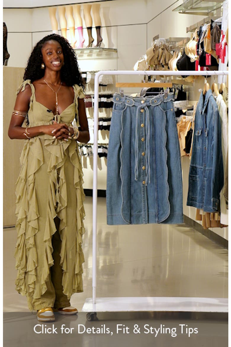 Tie Waist Denim Midi Skirt video