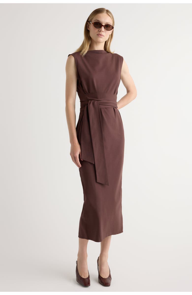 Modern Citizen Edina Tie-Front Slit-Neck Dress, Main, color, 