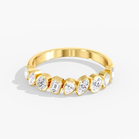Multi Shape Bezel Lab Diamond Band in 14K