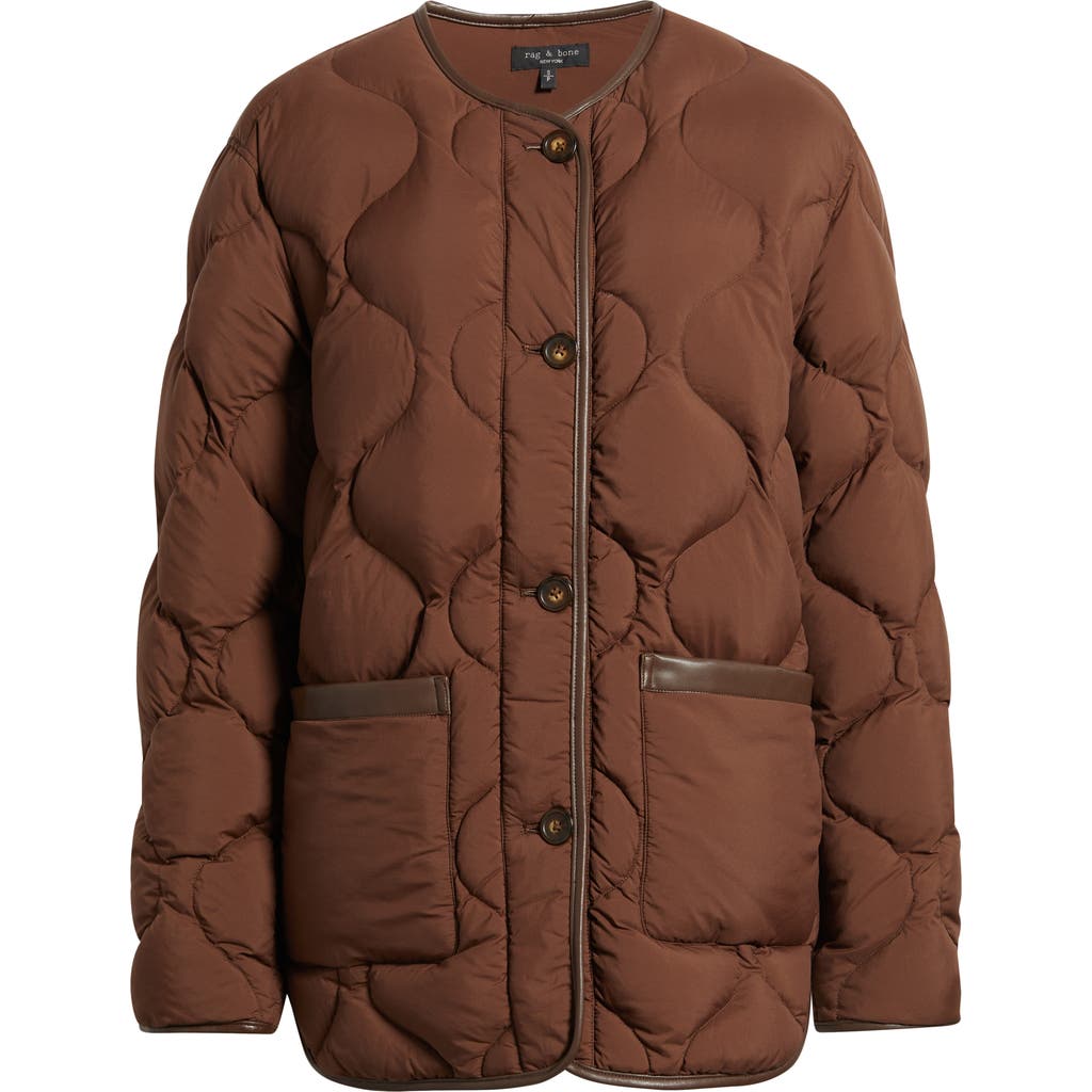 Rag & Bone Tatiana Down & Feather Fill Quilted Jacket In Brown