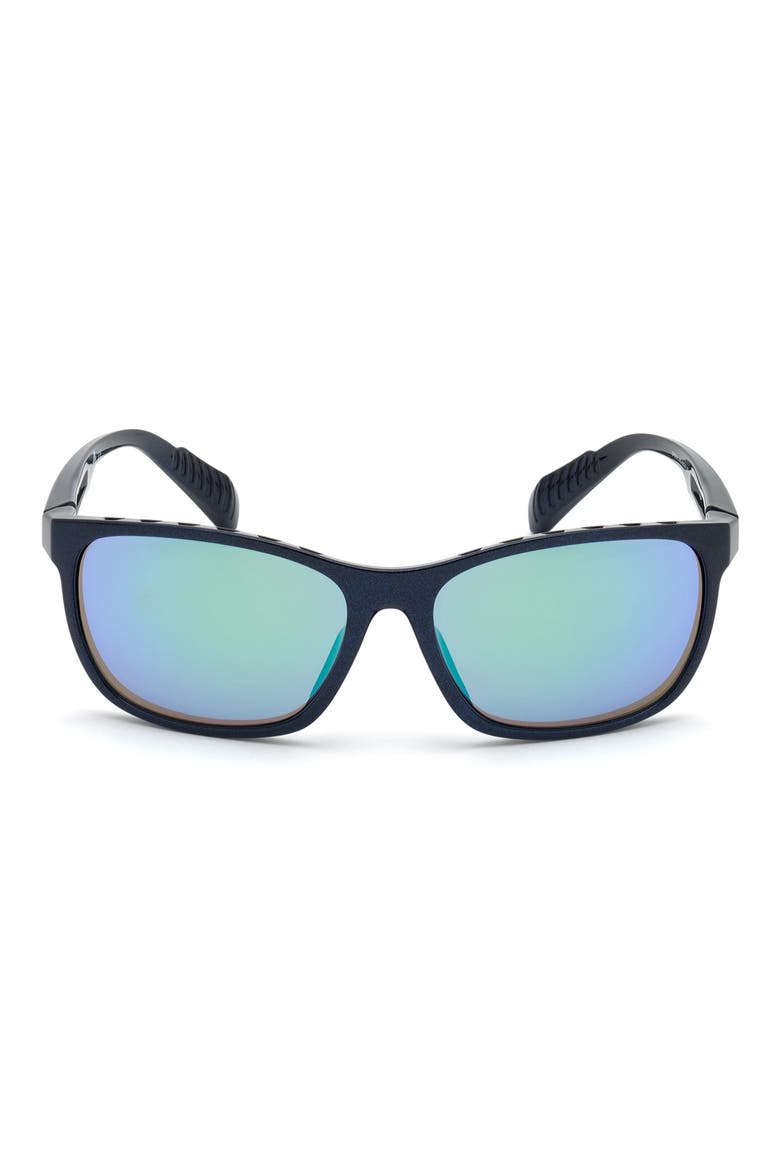 62mm Square Sunglasses, Main, color, BLUE / GREEN MIRROR LENSES