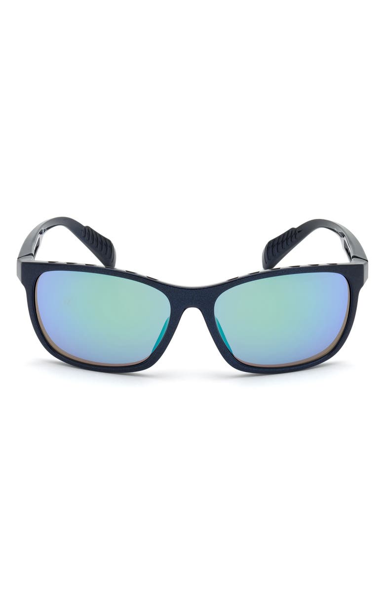 adidas 62mm Square Sunglasses, Main, color, Blue / Green Mirror Lenses