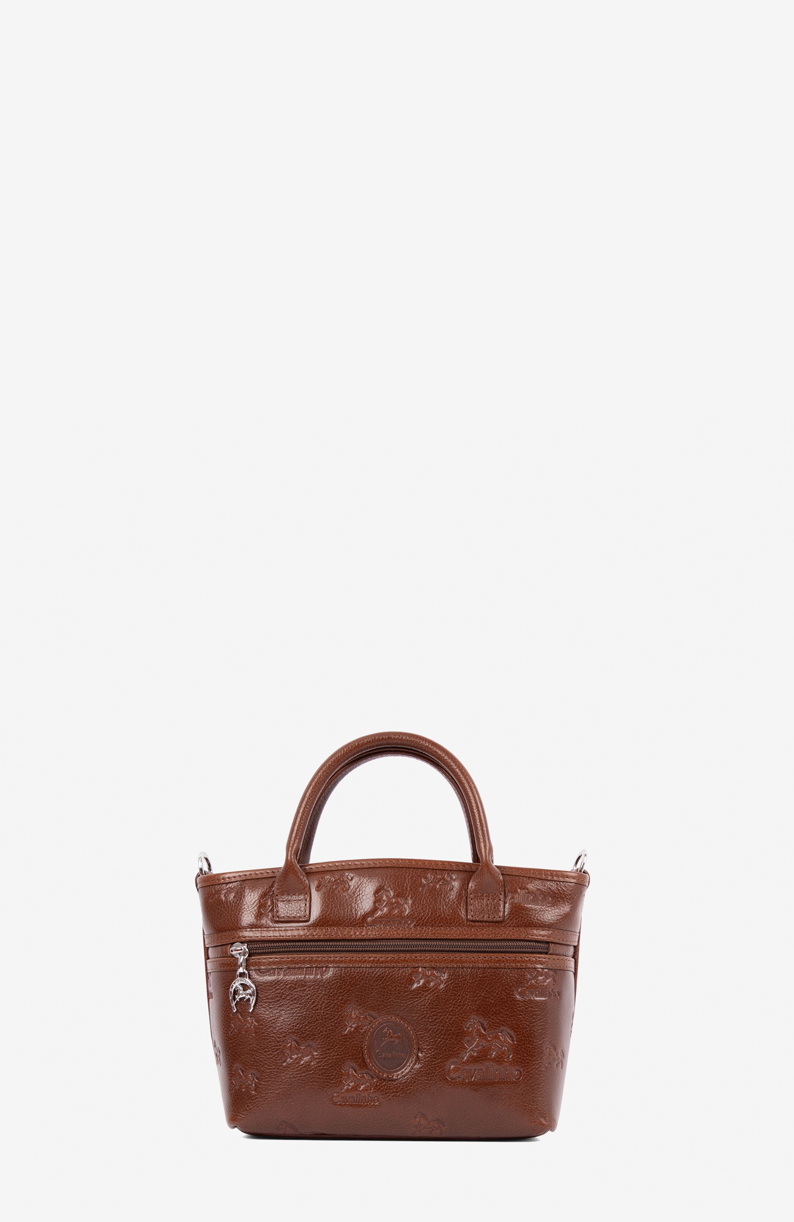 Cavalo Lusitano Embossed Leather Mini Handbag 572, Main, color, Camel Brown