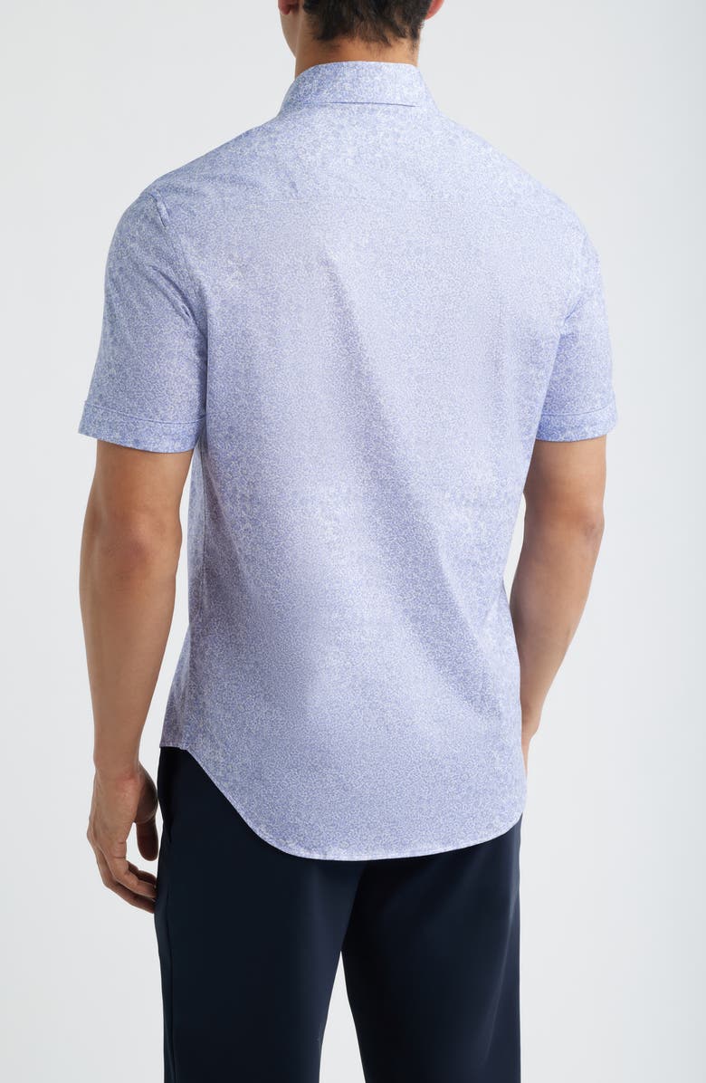 Bugatchi Miles OoohCotton<sup>®</sup> Floral Short Sleeve Button-Up Shirt, Alternate, color, Orchid