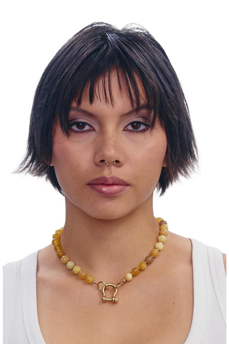 Sonny Smooth Yellow Opal Gold Plated Necklace, Alternate, color, Yellow