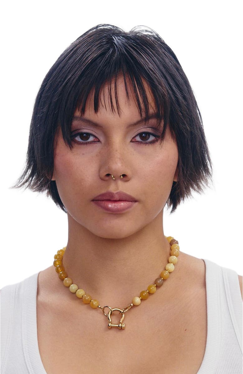 SHOP SPICY DAN Sonny Smooth Yellow Opal Gold Plated Necklace, Alternate, color, Yellow