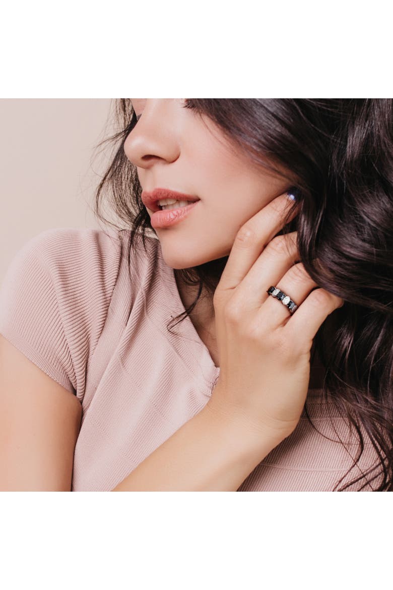 Black & White Diamond Oval Band Ring 10k, Alternate, color, Diamond