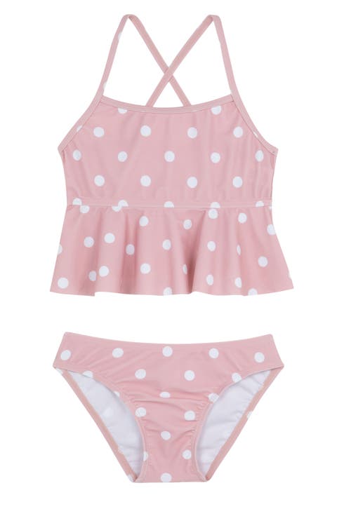 Dot Dot Dot Scoop Neck Ruffle Swim Set