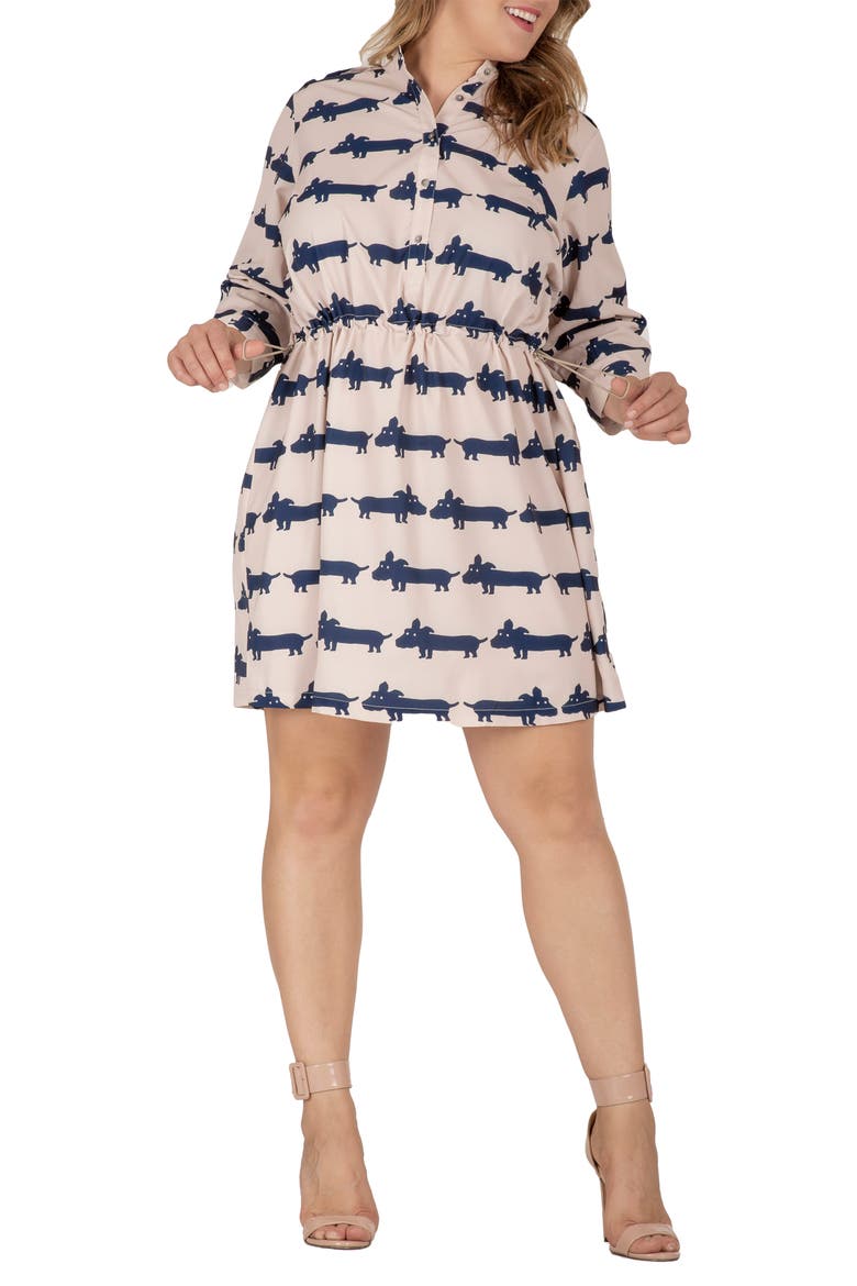 Blouson Dress, Alternate, color, CREAM NAVY