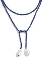 BaubleBar Faux Pearl & Faux Semi Precious Stone Wrap Necklace