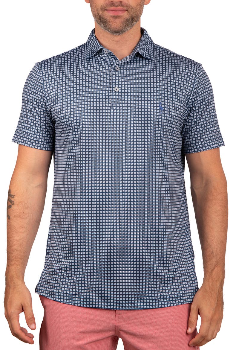 Square Geo Printed Performance Polo, Alternate, color, NAVY