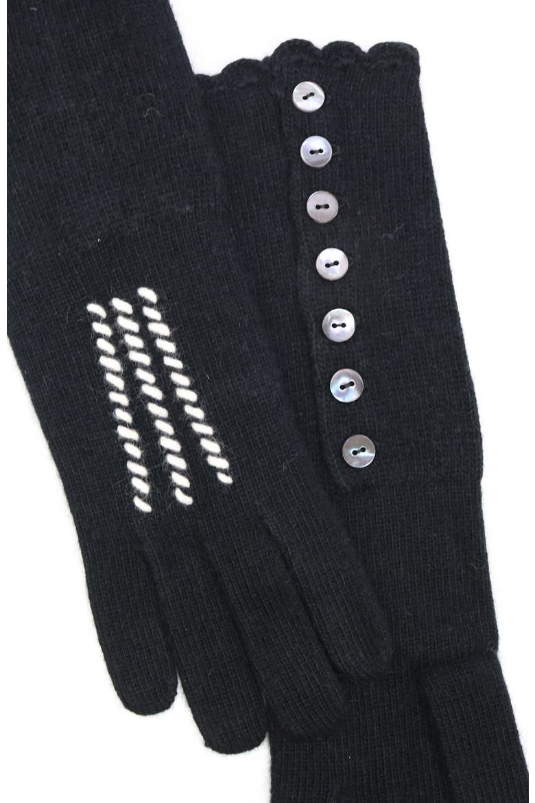 GLOVES WITH BUTTONS, Alternate, color, BLACK/WHITE